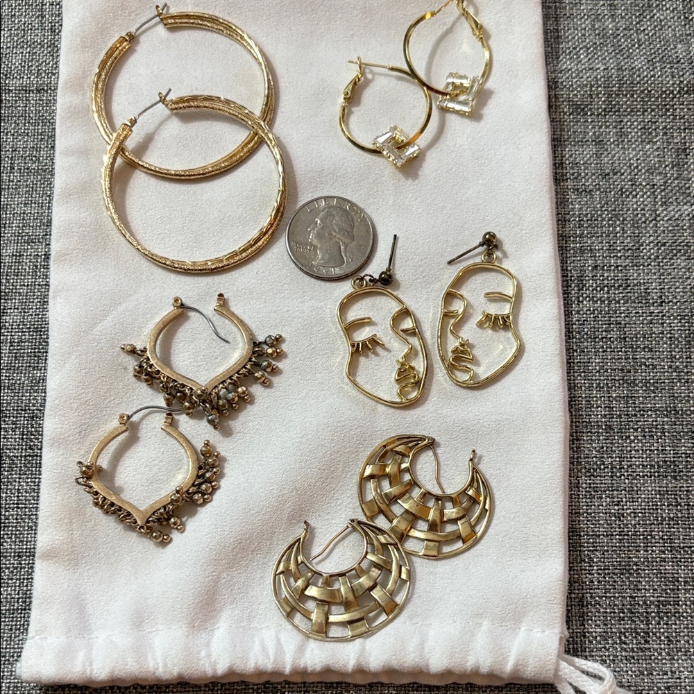 Bundle / Lot of 5 pairs of Gold  Earrings MAKE ME AN OFFER!
